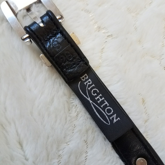 Brighton Black Leather Beaded Native American Styled Belt with Silver Buckle - Picture 9 of 9